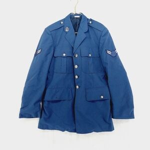 Vintage USAF Men's Blue Wool Blend Uniform Jacket Military Air Force Coat P6439